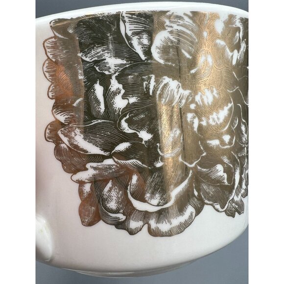 Nicole Miller Home Teapot Gold on White Contemporary Floral Design High Tea - Picture 2 of 11